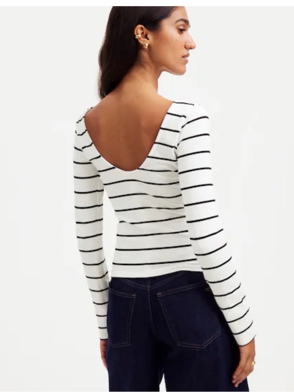 Madewell long sleeve scoop back striped top